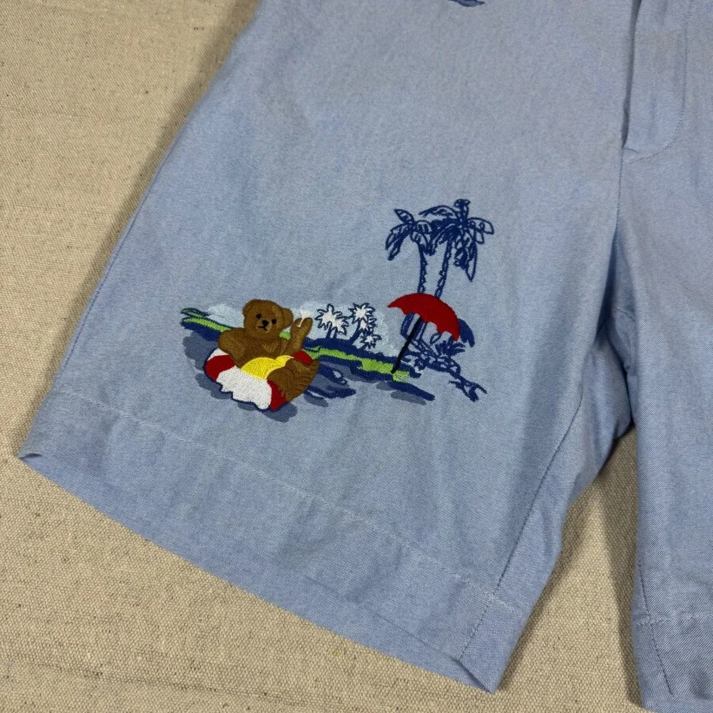 Polo Ralph Lauren Shorts Mens 34 Blue Excellent Polo Bear Embroidered Nautical